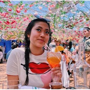 & Other Stories White Short-Sleeve Tee with Red & Pink Graphic